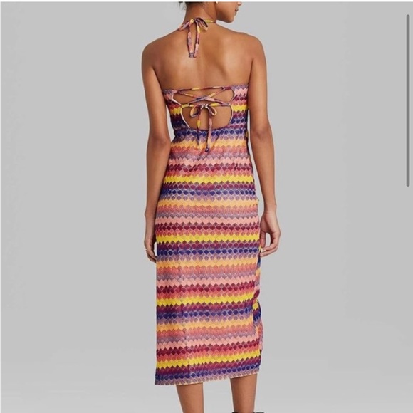 WILD FABLE - Crochet Multicolored midi dress with slit - Picture 2 of 6